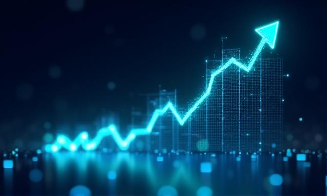 Abstract 3D data visualization representing business growth