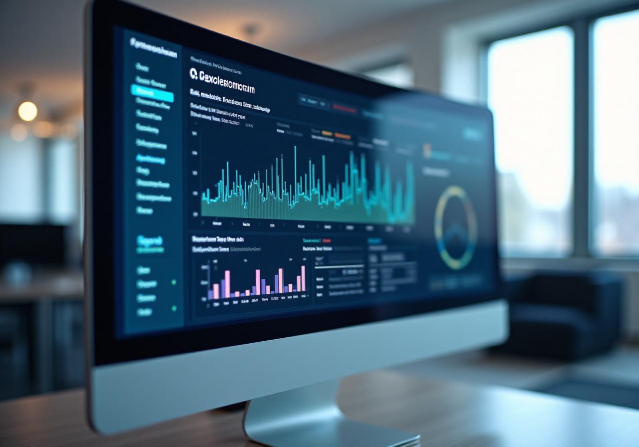 Modern interactive business dashboard interface showing real-time analytics