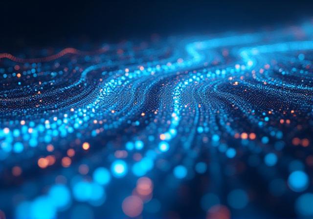 Abstract visualization of data trends and forward-looking waves