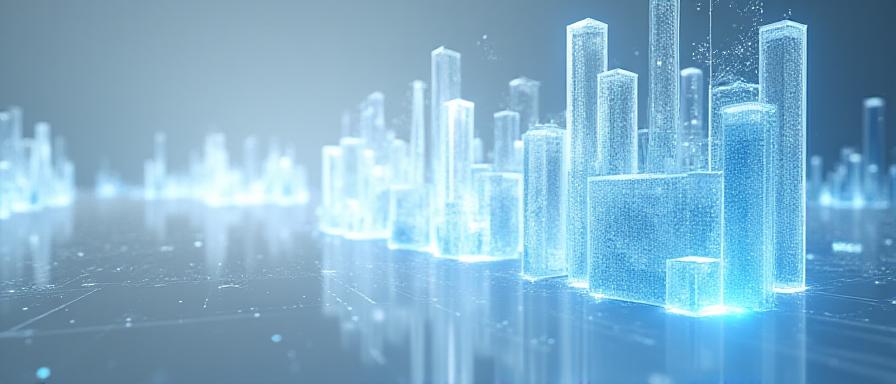 Abstract representation of data flowing into a secure crystal clear structure